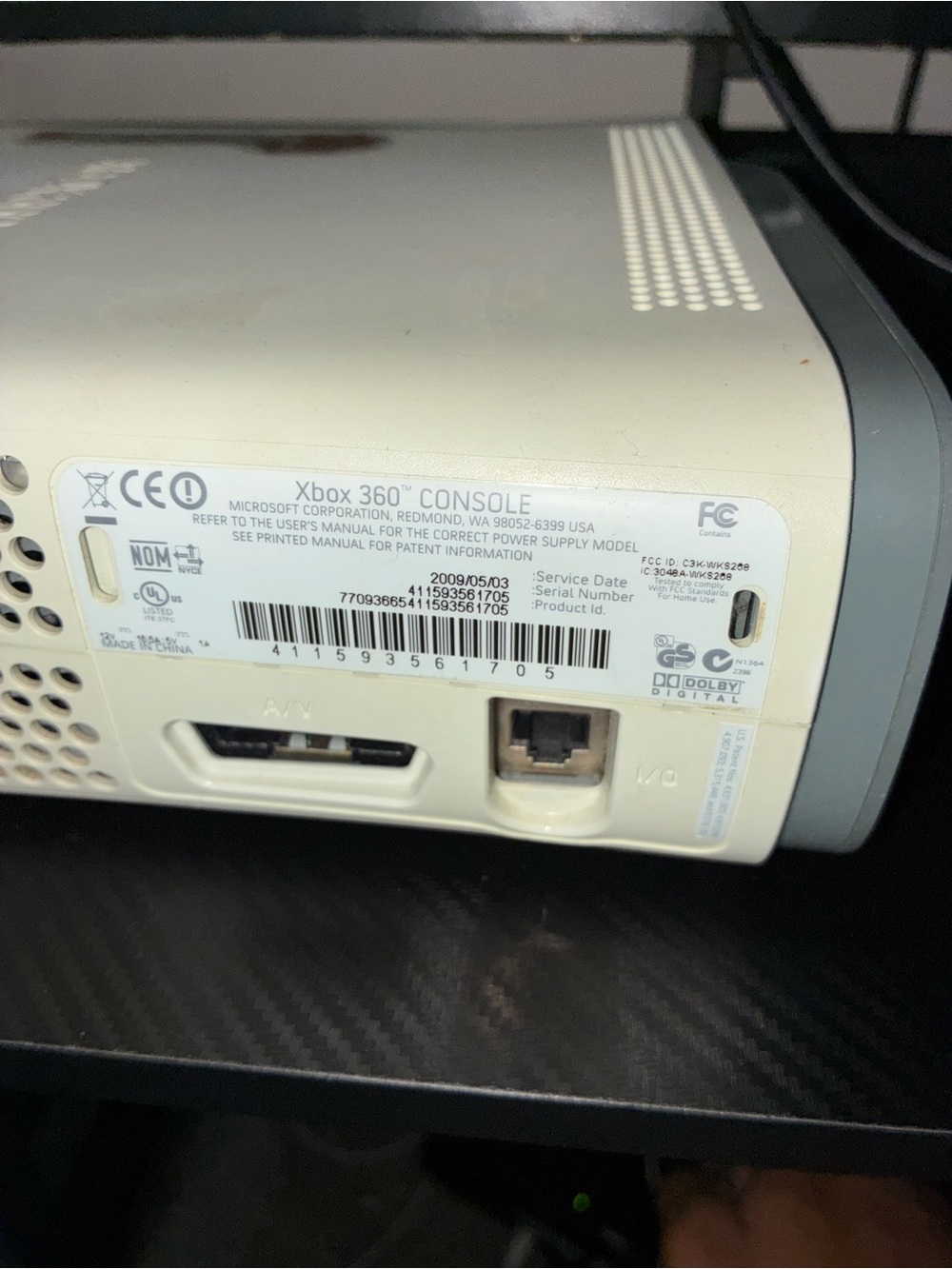 Microsoft Xbox 360 Original White Console 60GB Tested Working W/ Power Cable - Picture 5 of 8